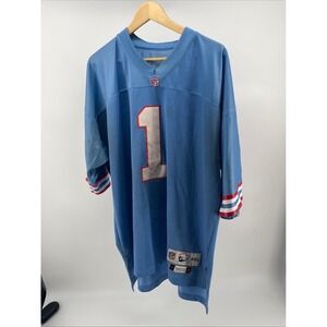 Vtg Warren Moon Oilers #1 Jersey Reebok NFL Throwback Blue 2XL